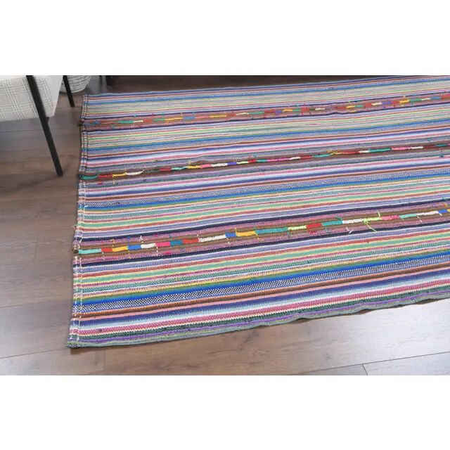 Vintage Turkish Oushak Handmade Wool Cotton Pink Kilim Area Rug 173x243