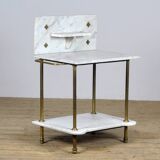 Antique wash stand in brass and marble, circa 1880