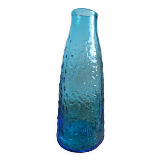 Carafe en verre granité bleu et or vintage - Rêve de Brocante