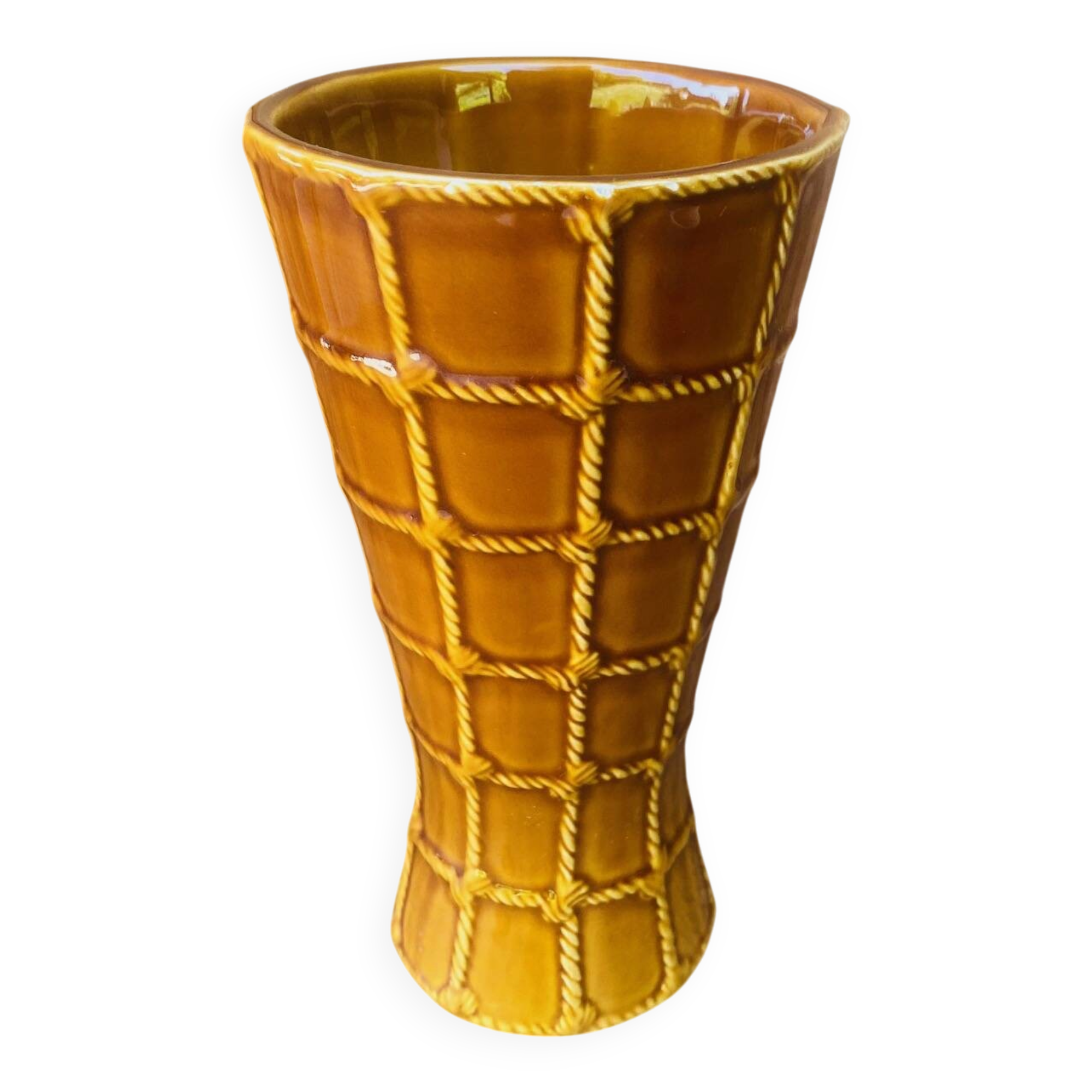Enamelled barbotine vase St Clement