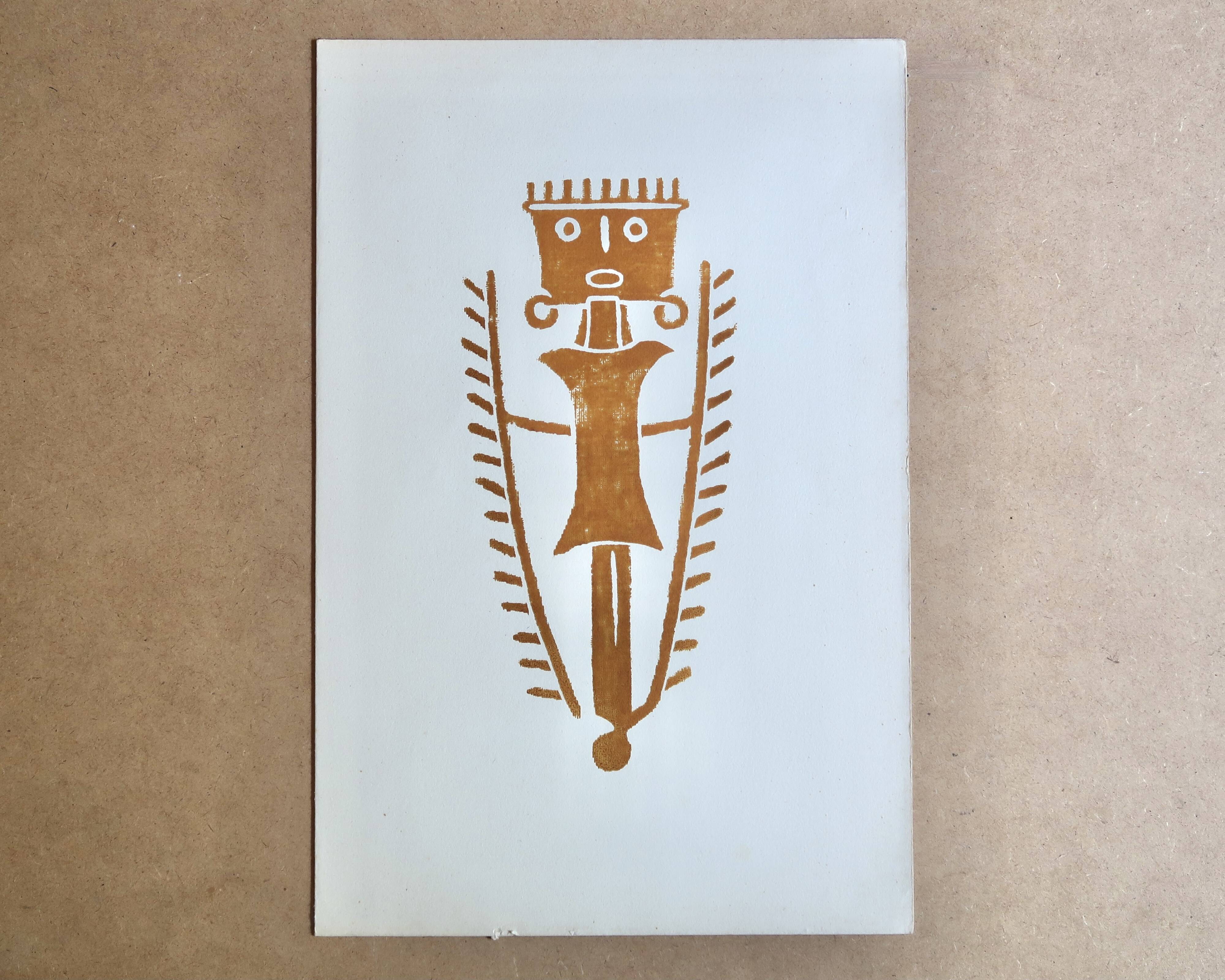 Original Pre-Columbian print, 1960s