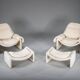 P60 chairs and ottomans by Vittorio Introini for Saporiti, 1960s, set of 4