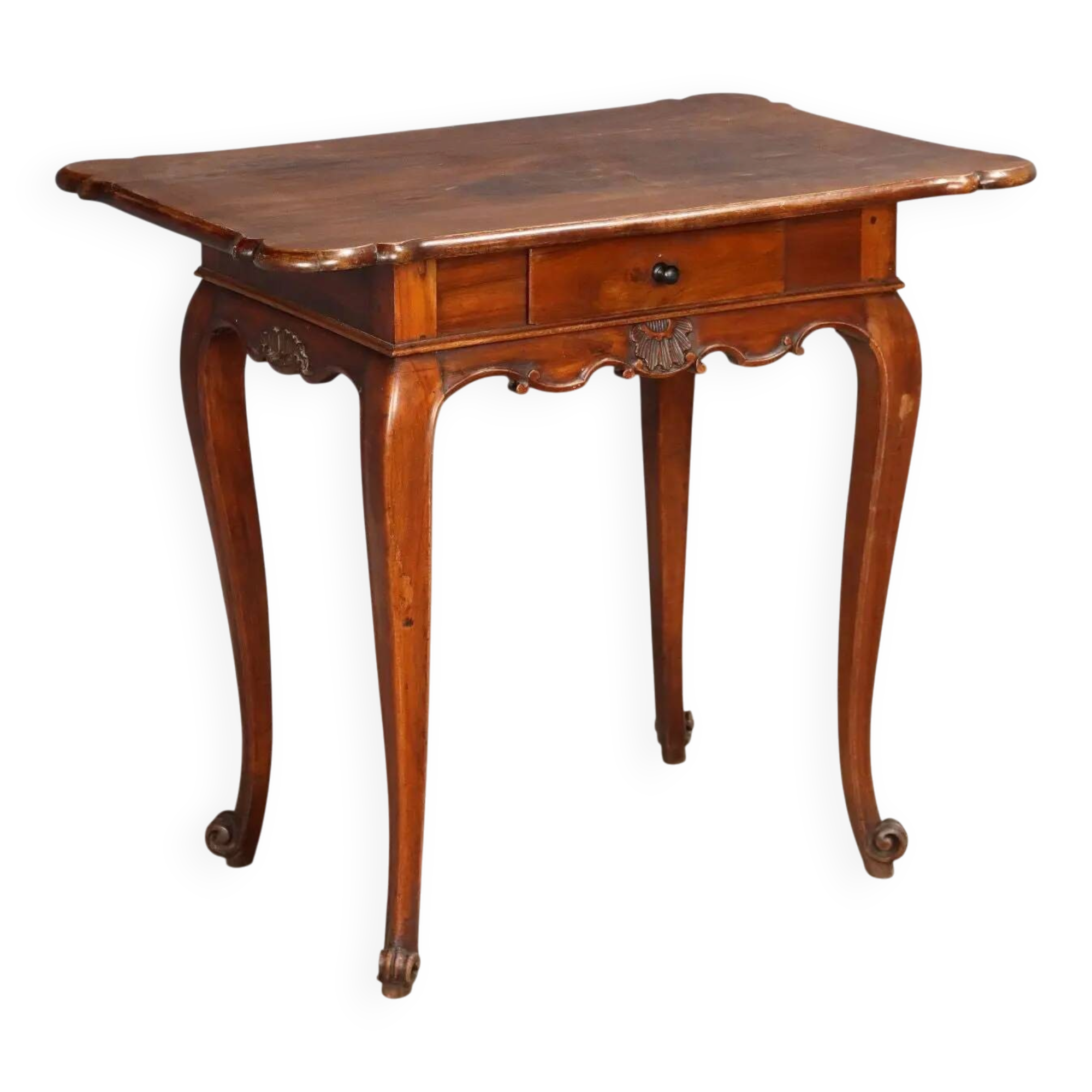 Antique writing desk in carved walnut, Italy, 19th century.