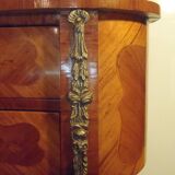 Louis XV style bedside table with varnished marquetry.