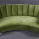 Danish curved velvet banana sofa, 1950