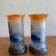 Pair of Art Nouveau painted glass vases