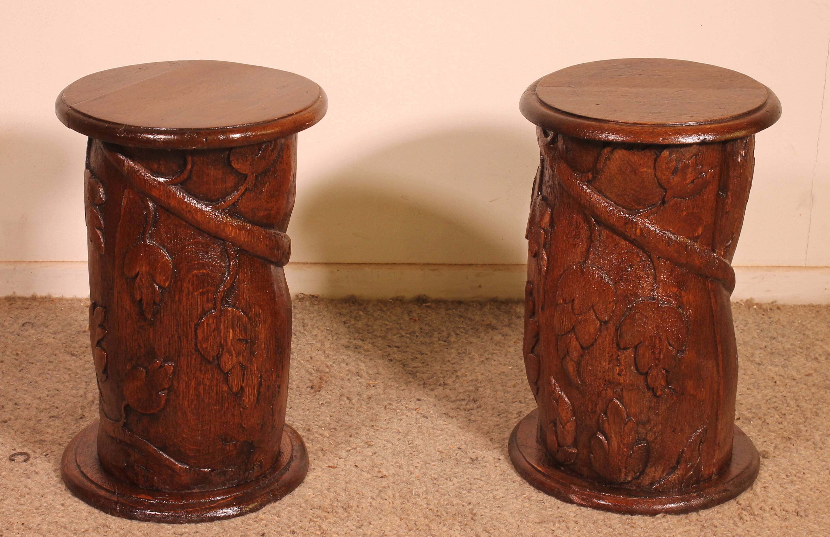 pair of 17th century oak bedside tables or sofa ends