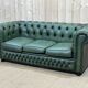 Chesterfield sofa in green leather 3 places from the 80s