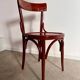 Set of 6 vintage 70s curved varnished wood bistro chairs
