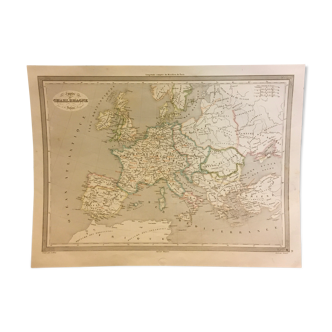 Geographic map 19th numbered Empire of Charlemagne