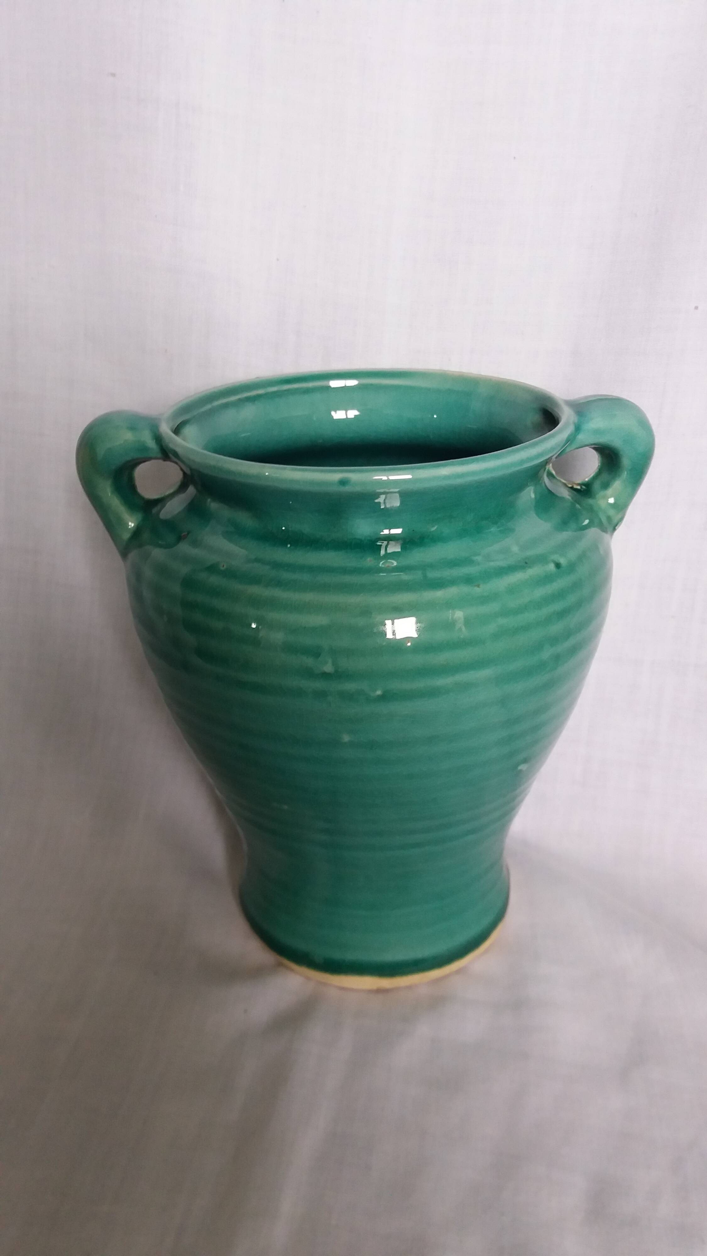 Glazed green-blue ceramic vase