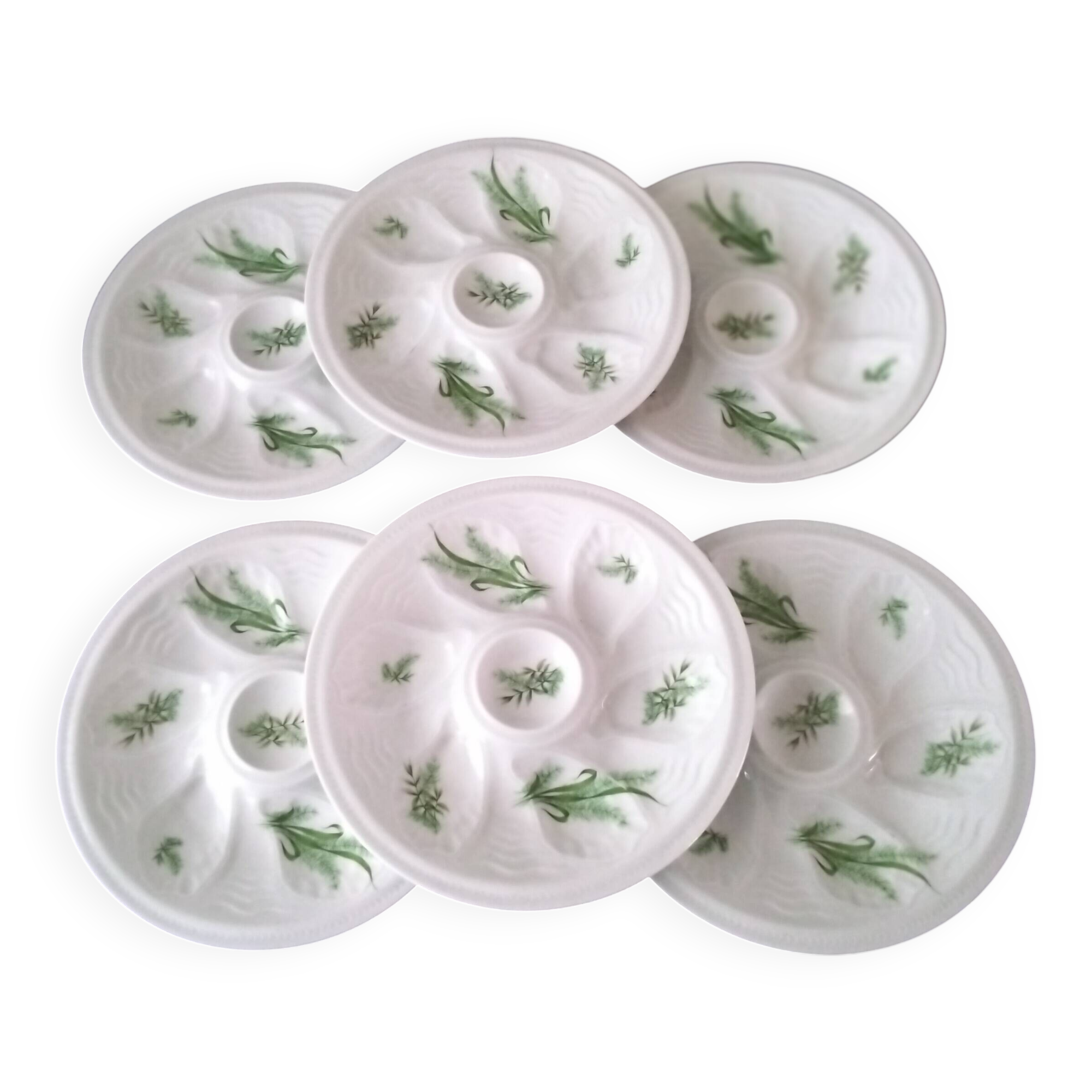 6 oyster plates in Limoges porcelain