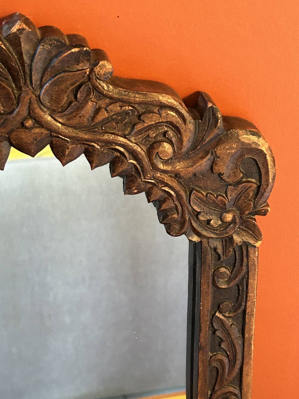 Antique wall mirror, hand-carved, vintage, 1920s