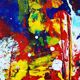 Abstract blue and red colors acrylic painting on stretched canvas