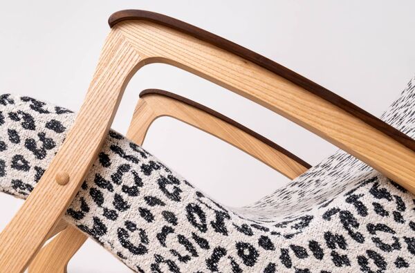 Chaise à bascule vintage moderne du milieu du siècle, Tchécoslovaquie, années 1950, rembourrée