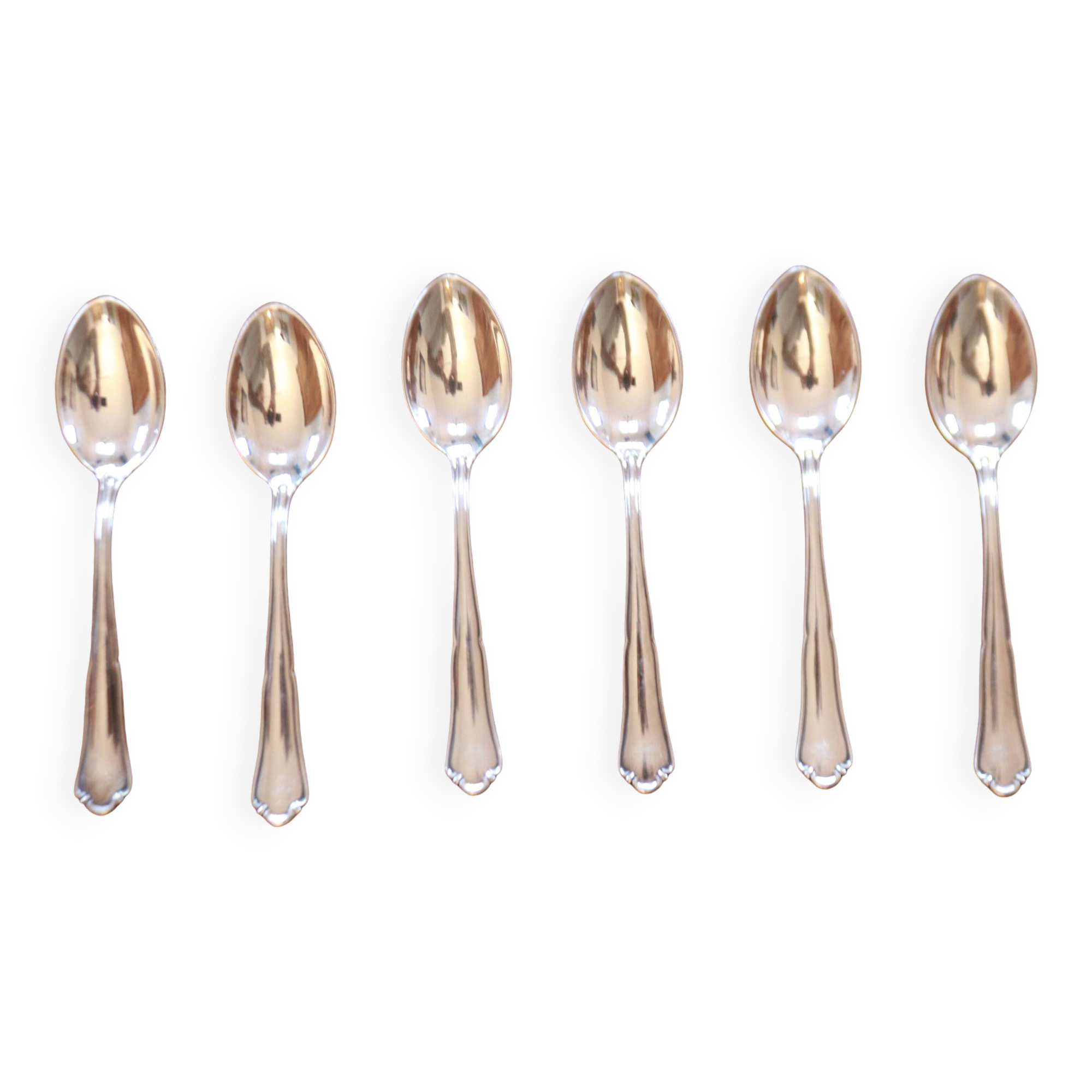 Six silver-plated mocha spoons