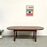 Grande table ancienne ovale en chêne massif – Circa 1900