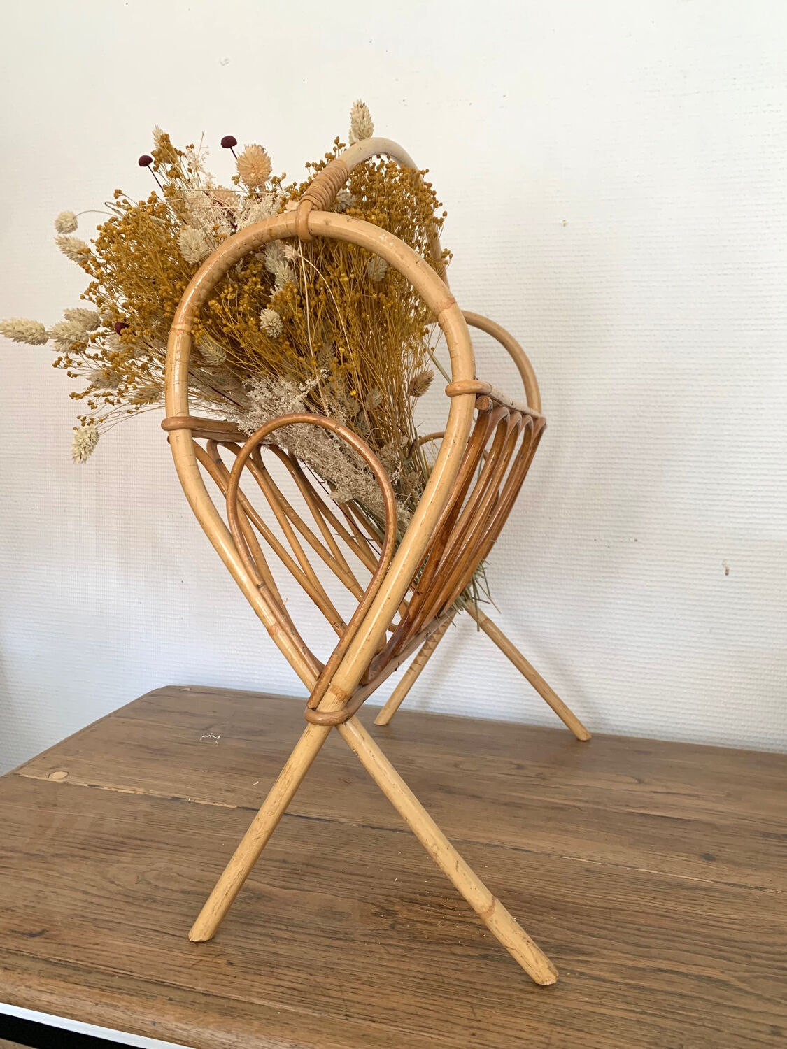 Rattan magazine rack