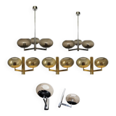 Luminaires, lustres et appliques Gaétano Sciolari années 70 - lot de 7