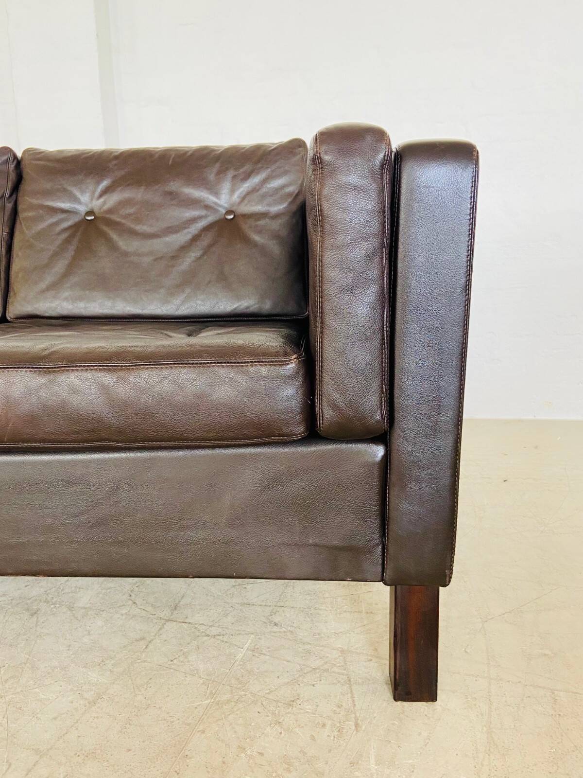Vintage Danish Erik Jørgensen brown leather 3 seater sofa