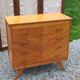 Vintage chest of drawers in blond and golden oak, compass legs and 4 drawers, 1950s