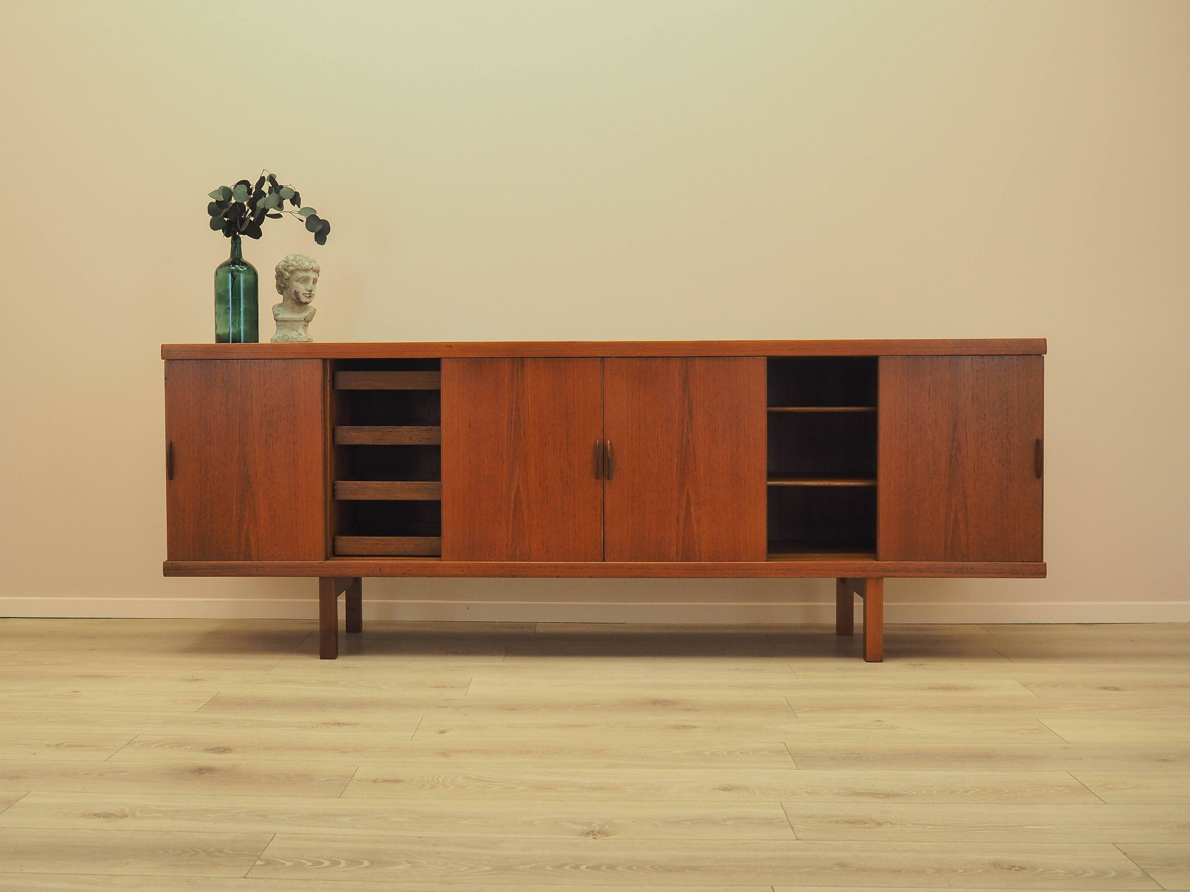 Teak sideboard with sliding doors, Denmark, 1960s