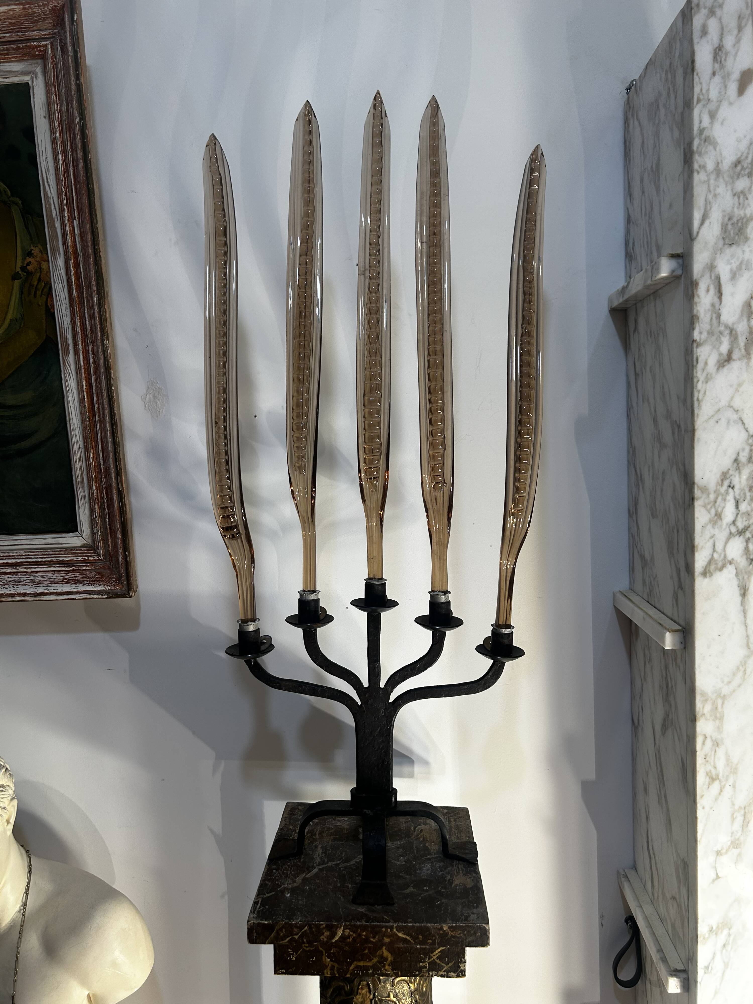 Metal candlestick, Murano glass ornament