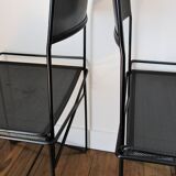 Pair of perforated metal steel chairs from the 80s
