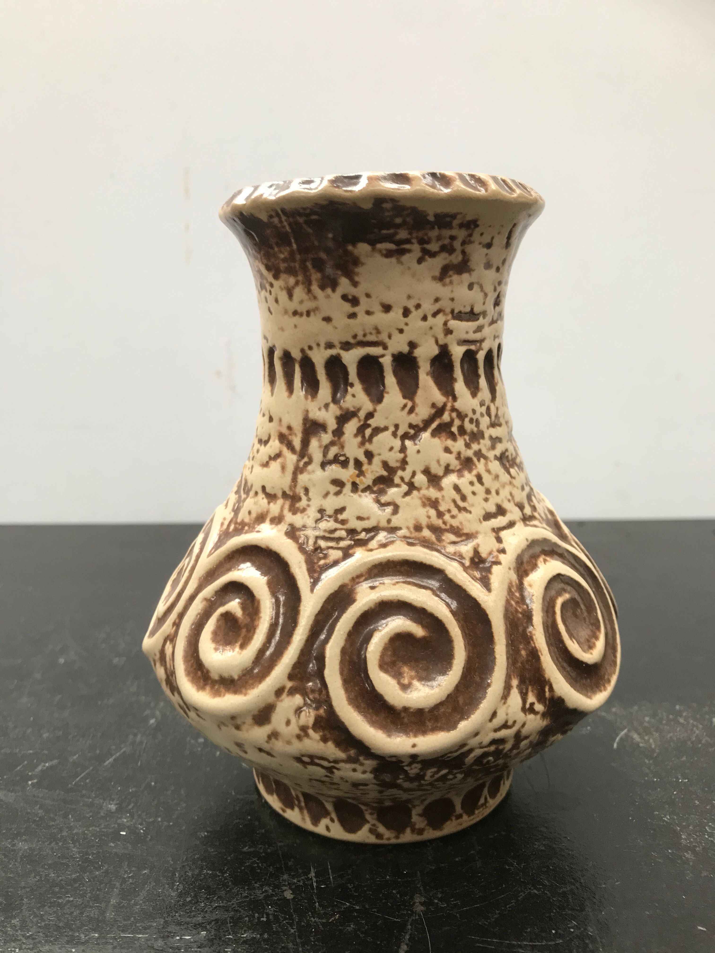 Former Jaspa ceramic vase beige brown vintage