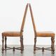 Set of 2 Wooden and Sheepskin Leather Dining Chairs from the Early 1900s
