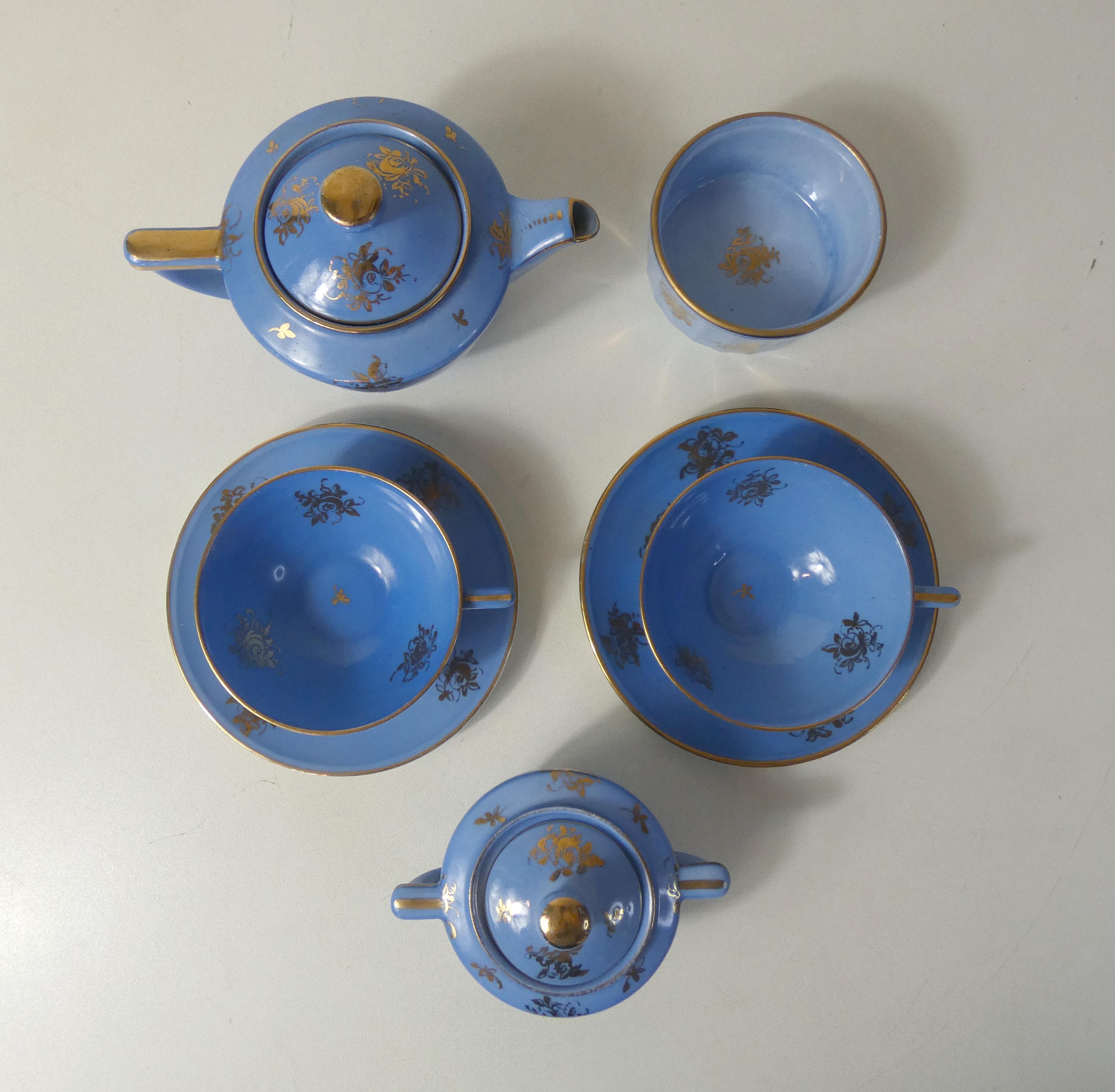 Head to head service porcelain limoges blue and gold