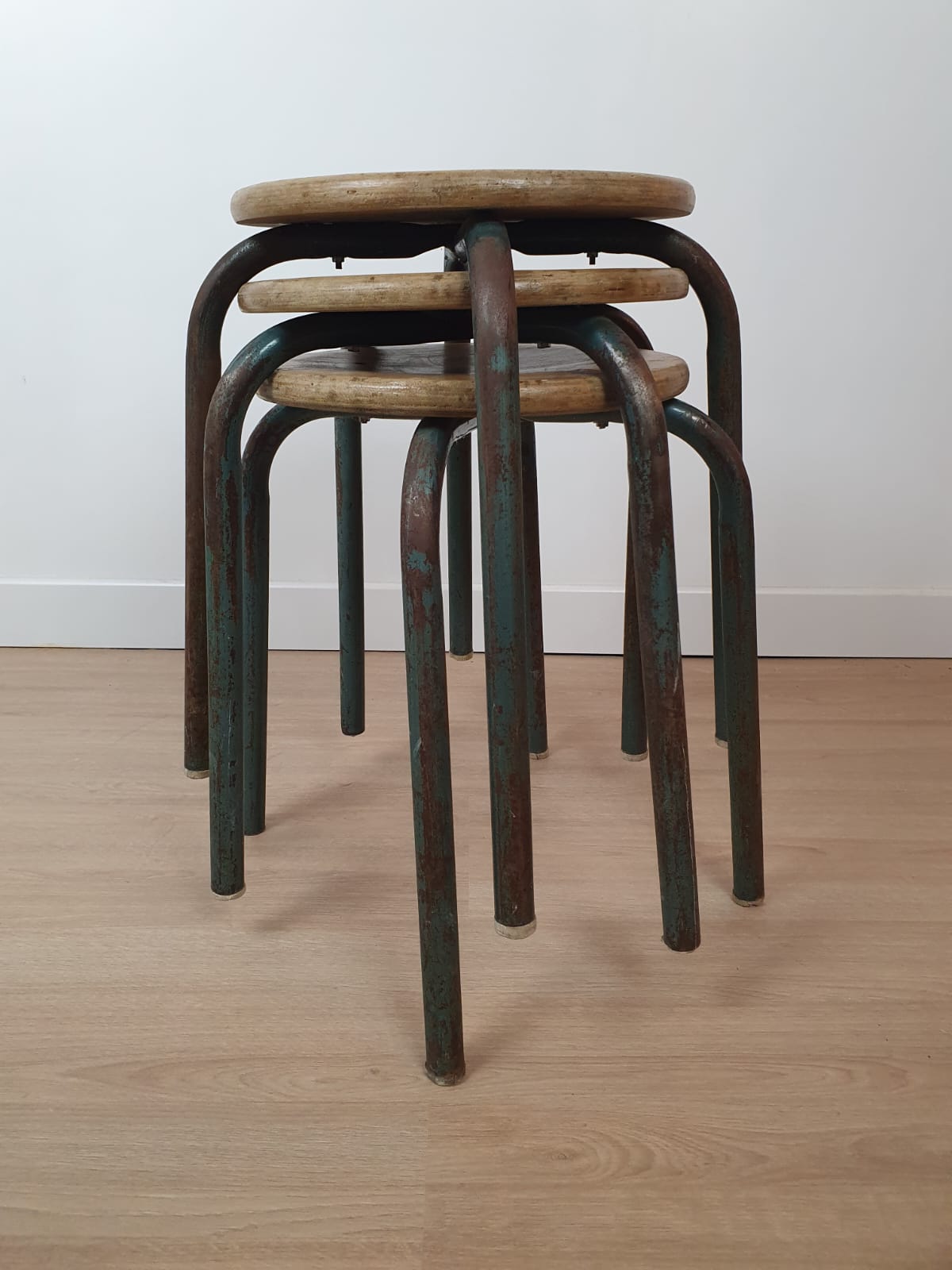 Lot three workshop stools 50s