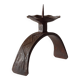 Vintage wrought iron candlestick from the 1960s, sculptural relief pattern for pillar candle, rustic Mid-Century metal, elegant gift idea.