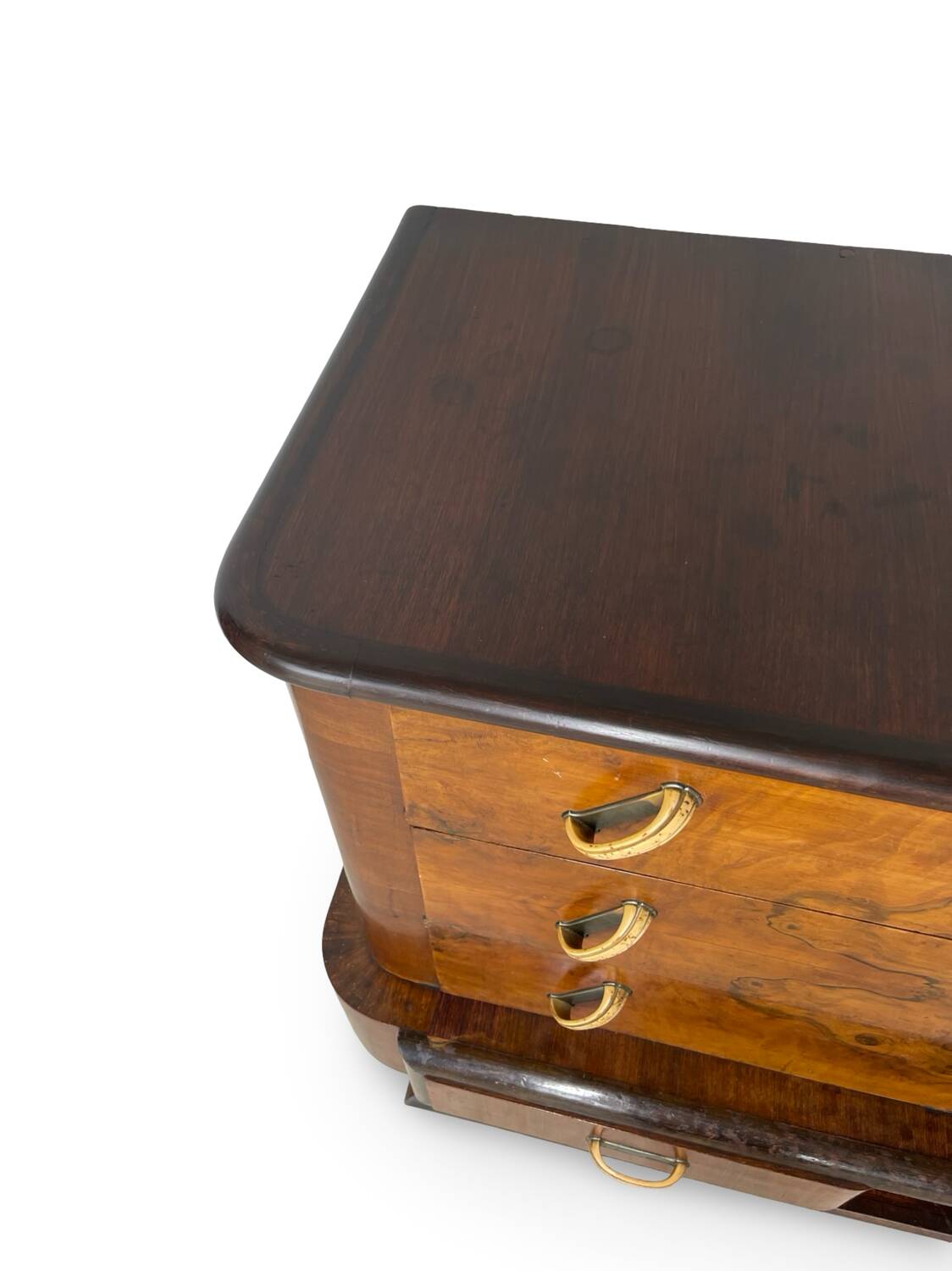 Commode italienne Art déco en ronce de noyer, années 1920