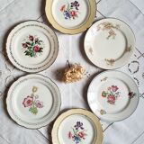 Old flat plates mismatched in earthenware