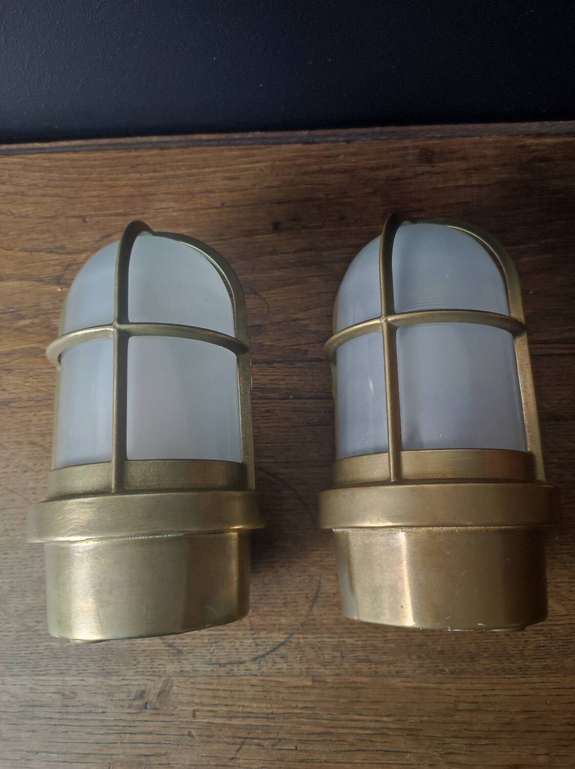 Pair of antique boat wall lights