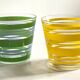 Pair of VINTAGE Silkscreened Glass Plant Pots