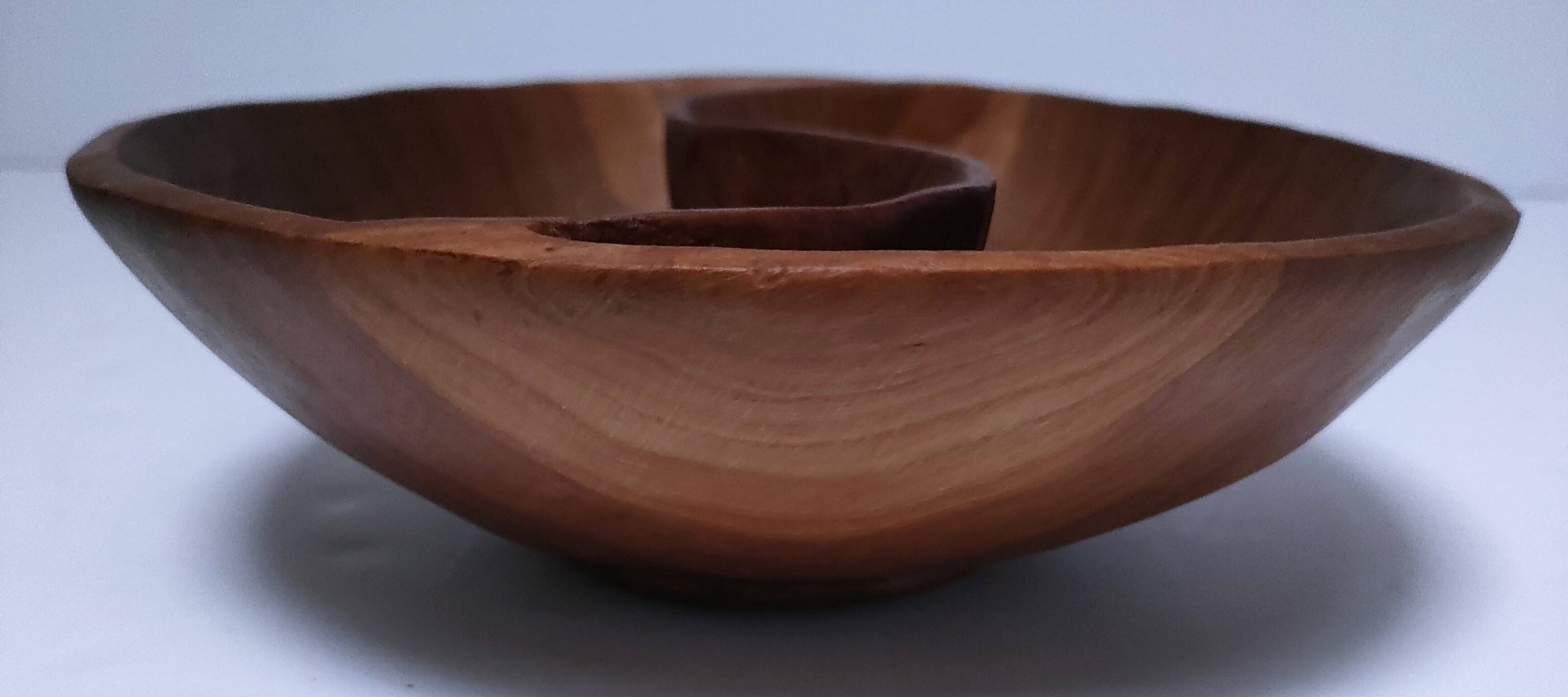 Yin Yang carved wooden pocket emptier from the 80s