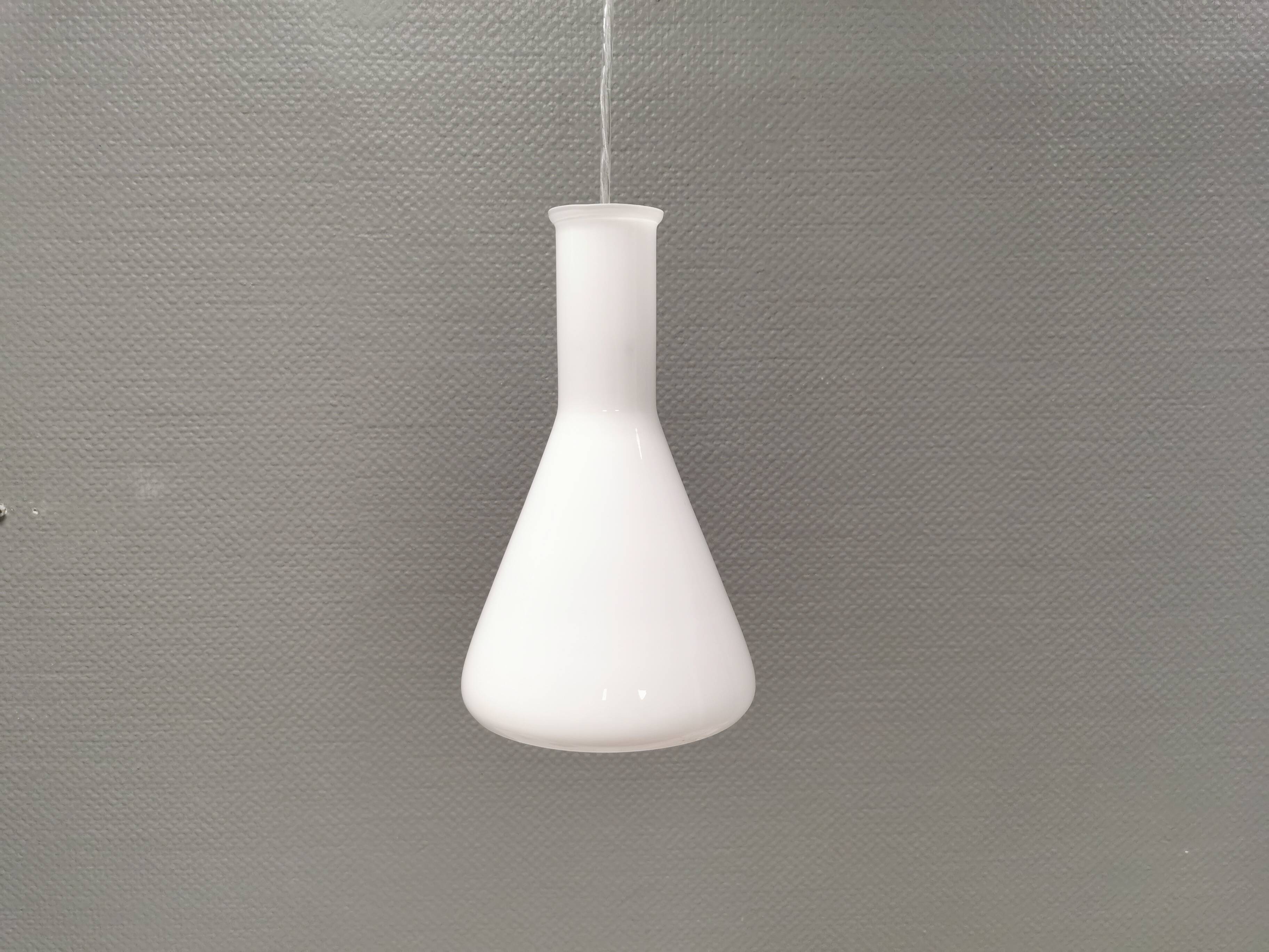 Hanging lamp in milky white glass