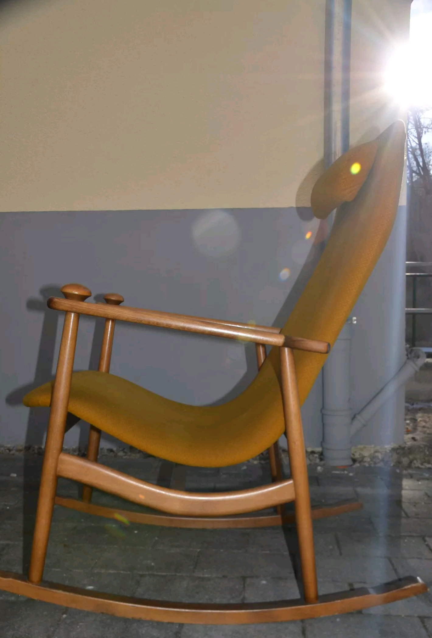 Danish Chair rocking 50s/60s yellow orange