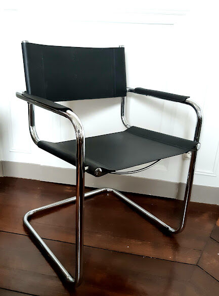 Cantilever design armchair in tubular steel 1970