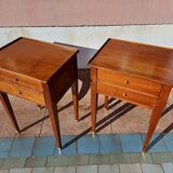 Paire de chevet style Louis XVI chêne 2 tiroirs pieds fuseaux