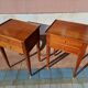 Pair of Louis XVI style oak bedside tables with 2 drawers and spindle legs