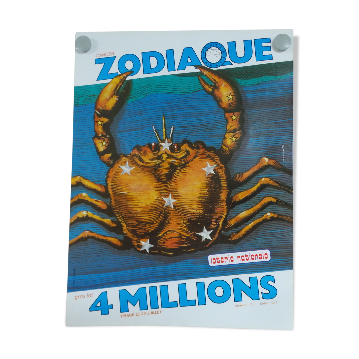 Original National Zodiac Lottery Poster Cancer