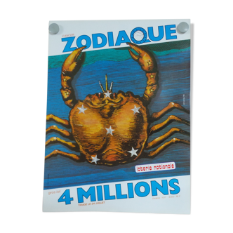 Affiche originale loterie nationale zodiaque Cancer