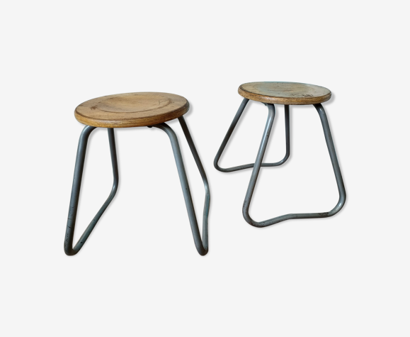 Paire de tabourets industriels