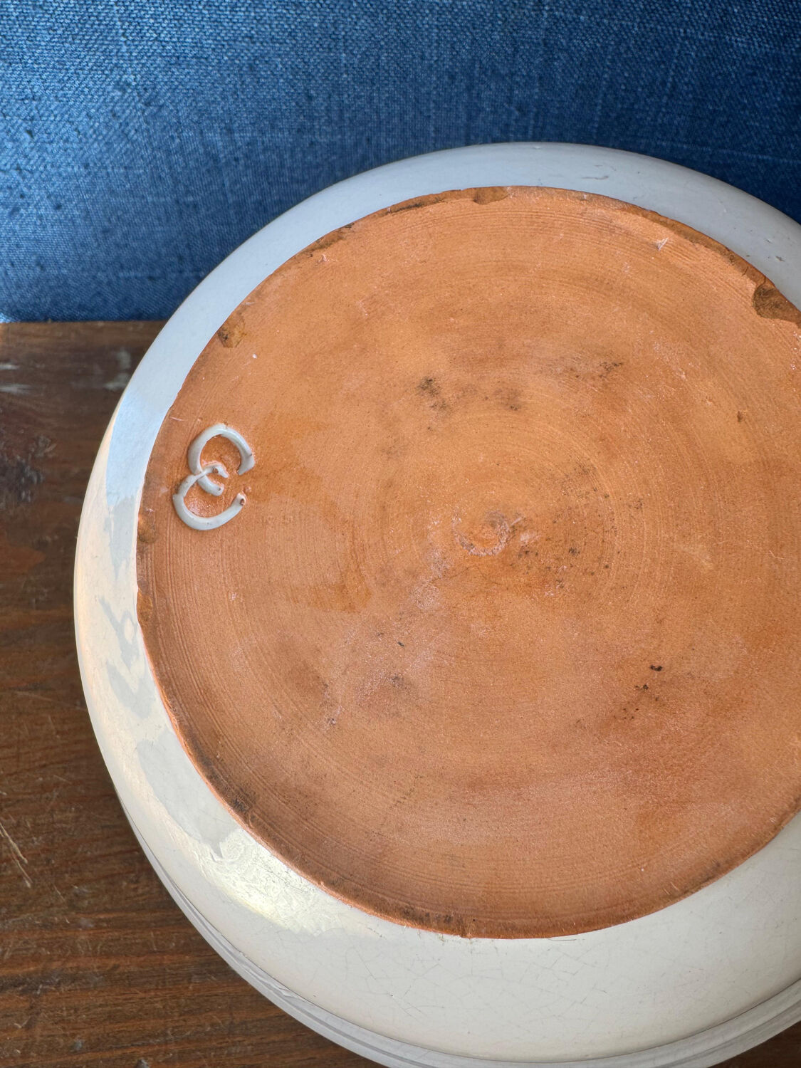 Large vintage Biot coupe in glazed ceramic, French craftsmanship.