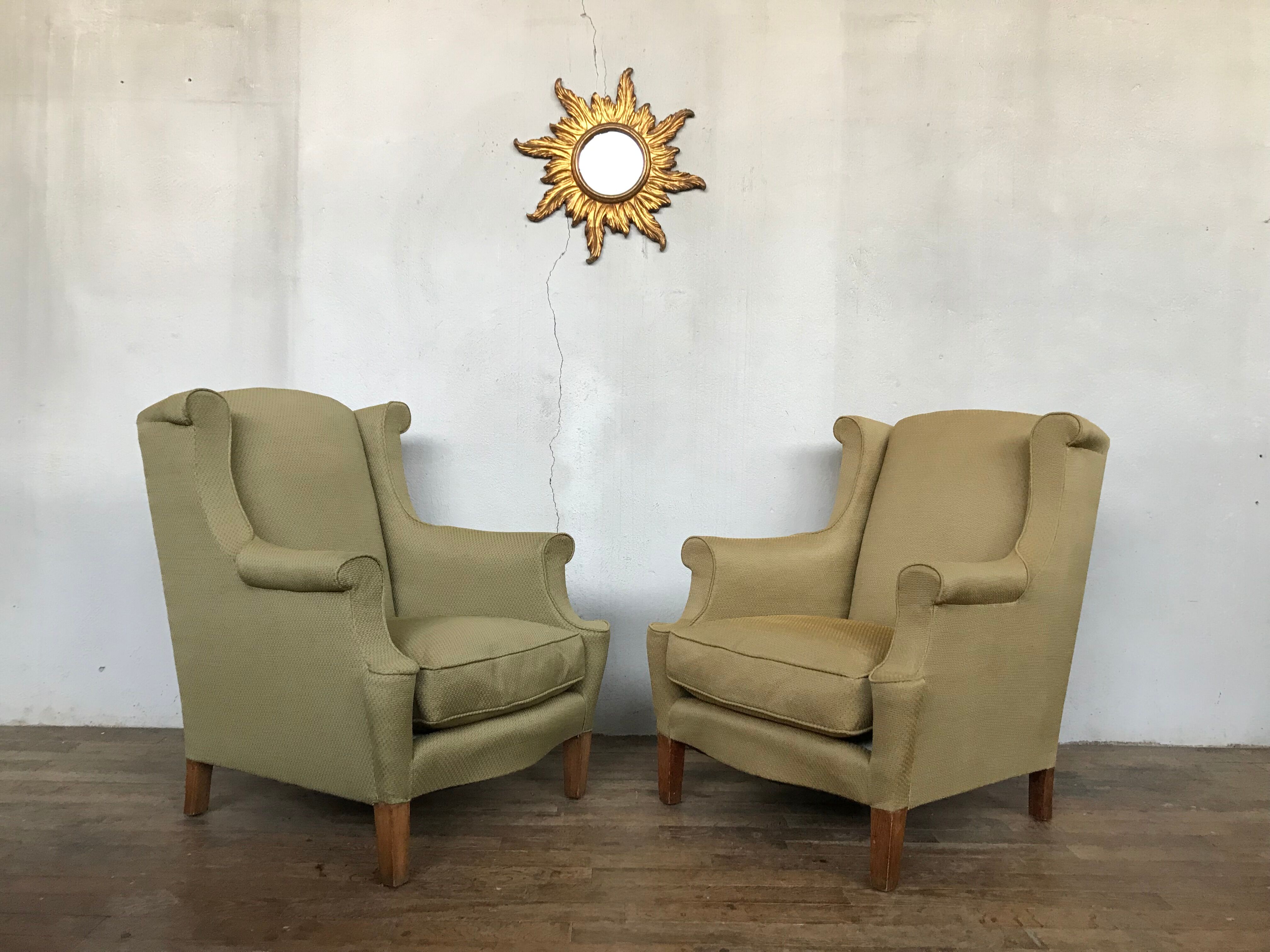Pair of vintage ear chairs 1950 1960 design italy