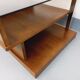 Rectangular vintage modernist coffee table with wooden niches, chrome.