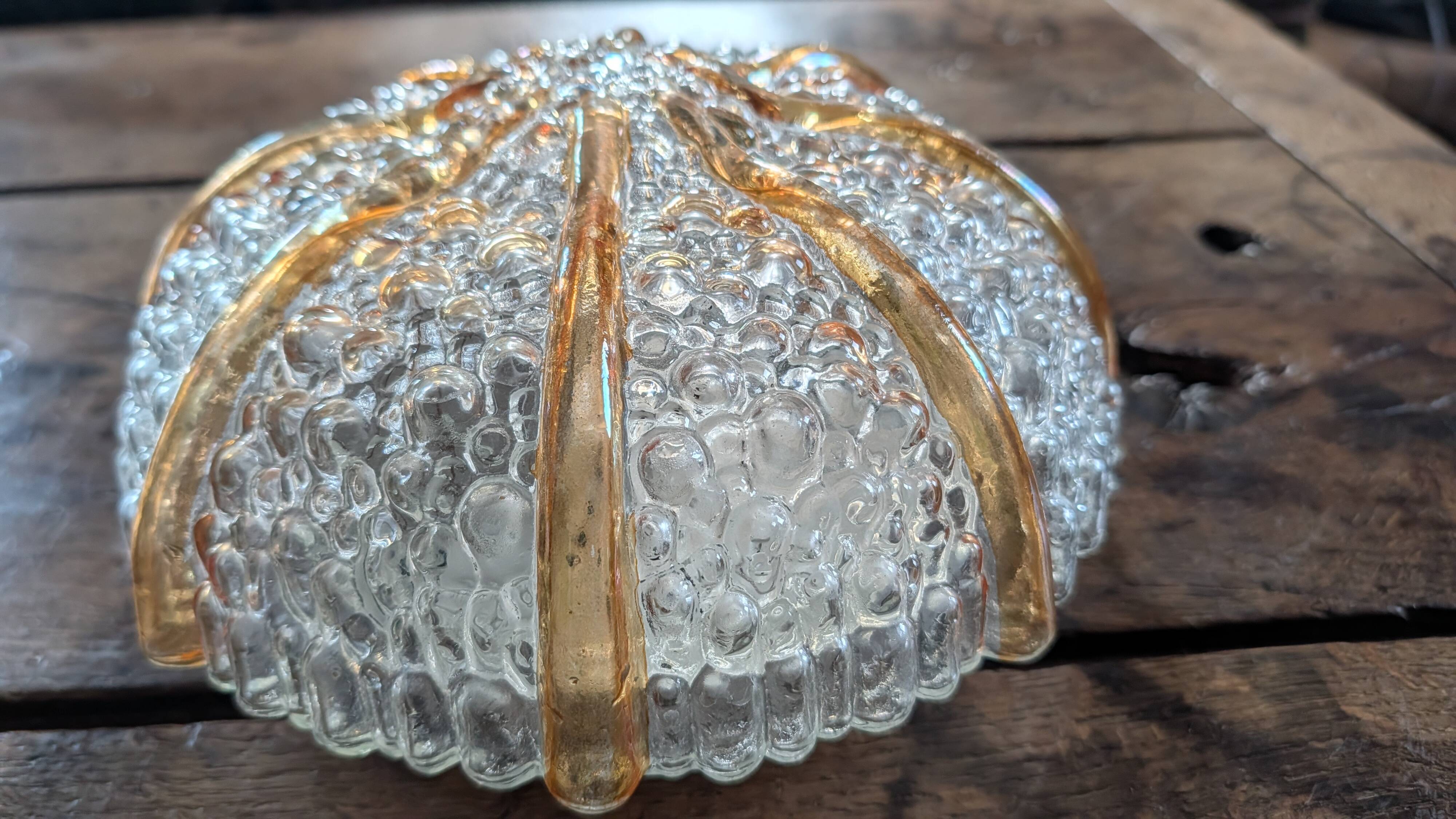 Ceiling light / bubble glass wall light amber 1970s